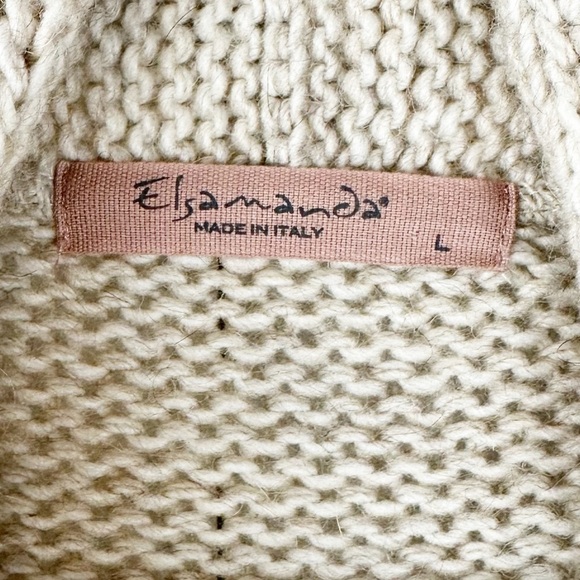 Tan Alpaca Wool Chunky Cozy Cable Knit Open Front Cardigan Sweater Size Large - Picture 5 of 7